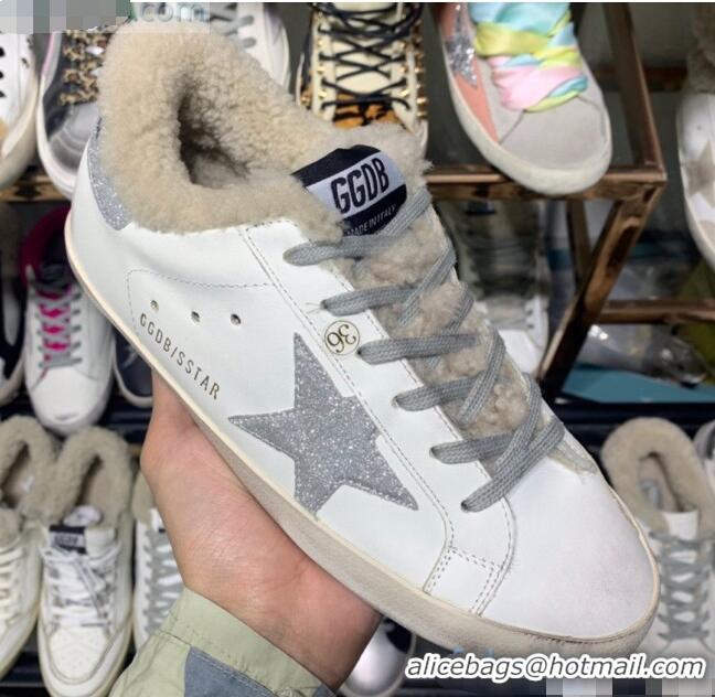 Good Product Golden Goose Super-Star Sneakers in Shearling and Calfskin G0365 White/Silver