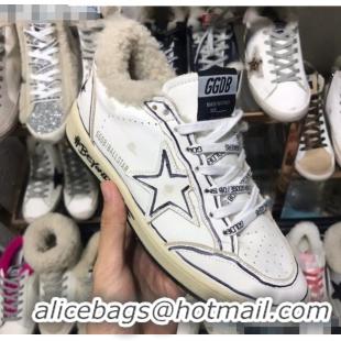 Cheapest Golden Goose Ball Star Sneakers in Shearling and Calfskin GB0368 White