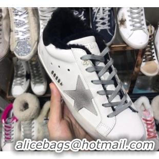 Top Quality Golden Goose Super-Star Sneakers in Shearling and Calfskin GB0371 White/Black