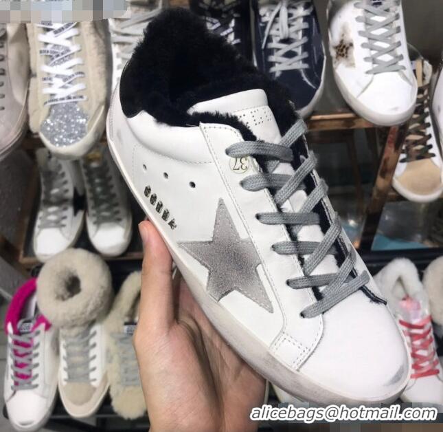 Top Quality Golden Goose Super-Star Sneakers in Shearling and Calfskin GB0371 White/Black