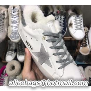 Top Design Golden Goose Super-Star Sneakers in Shearling and Calfskin GB0372 White/Grey