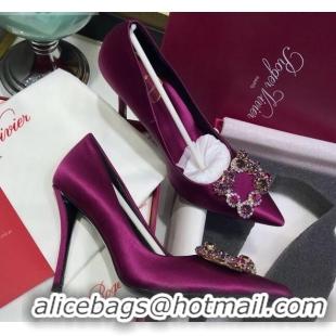 Lower Price Roger Vivier Silk Flower Strass Pumps With 10cm Heel Purple 052624