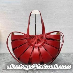 Famous Brand Bottega Veneta Medium The Shell Pouch Cut out Shoulder Bag BV2358 Red 2020