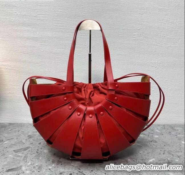 Famous Brand Bottega Veneta Medium The Shell Pouch Cut out Shoulder Bag BV2358 Red 2020