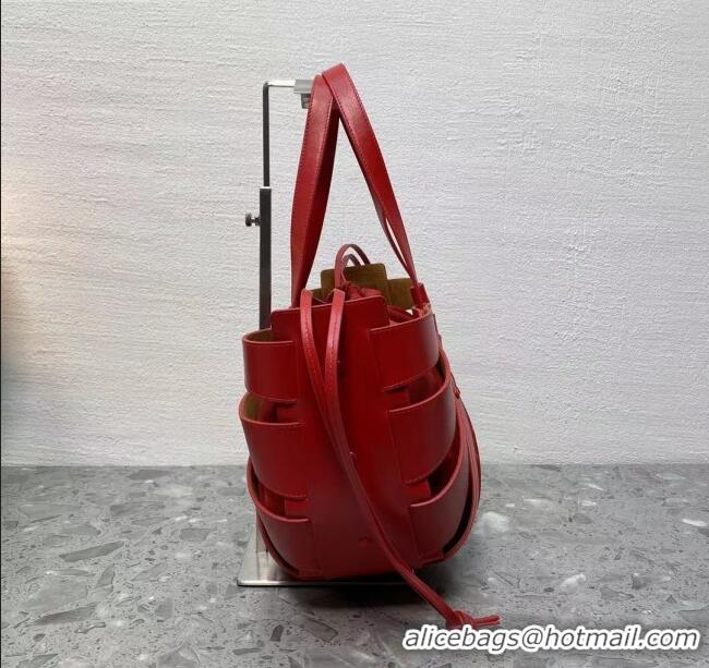 Famous Brand Bottega Veneta Medium The Shell Pouch Cut out Shoulder Bag BV2358 Red 2020