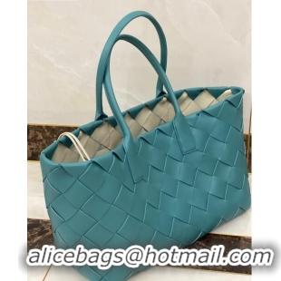 Super Quality Bottega Veneta Large Tote Bag in Woven Lambskin BV0506 Blue/White 2021