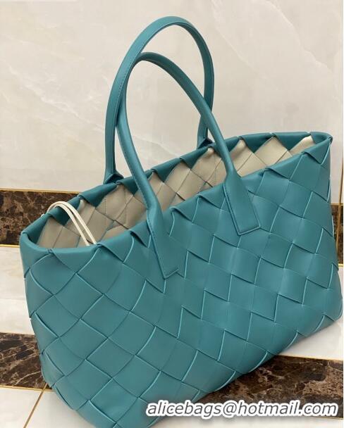 Super Quality Bottega Veneta Large Tote Bag in Woven Lambskin BV0506 Blue/White 2021