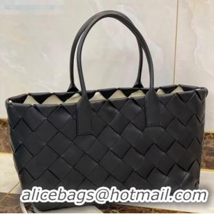 Top Grade Bottega Veneta Large Tote Bag in Woven Lambskin BV0506 Black/White 2021