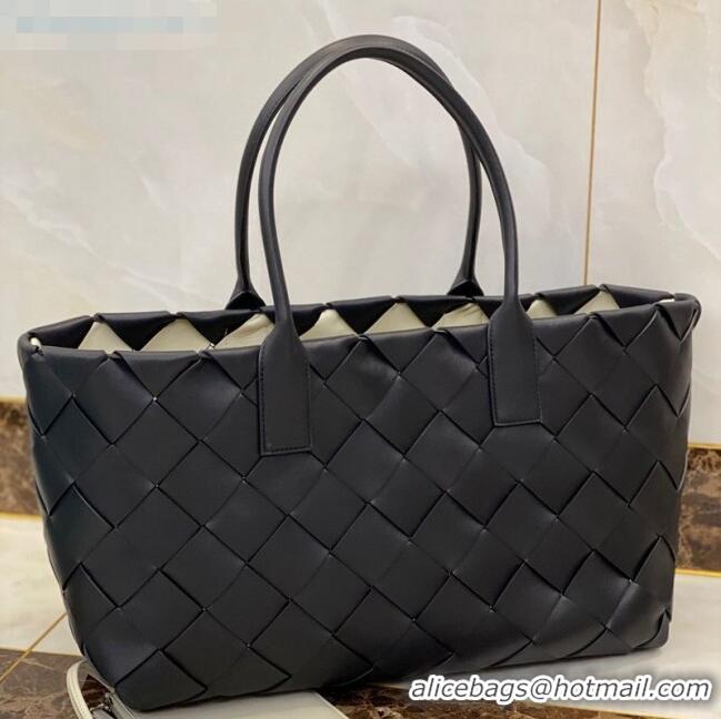 Top Grade Bottega Veneta Large Tote Bag in Woven Lambskin BV0506 Black/White 2021