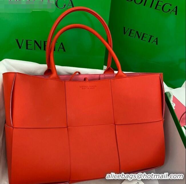 Low Cost Bottega Veneta Arco Tote Bag in Maxi-Woven Lambskin BV0508 Red 2020