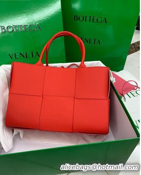 Low Cost Bottega Veneta Arco Tote Bag in Maxi-Woven Lambskin BV0508 Red 2020