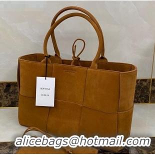 Luxury Bottega Veneta Arco Tote Bag in Maxi-Woven Suede Caramel BV0510 Brown 2021