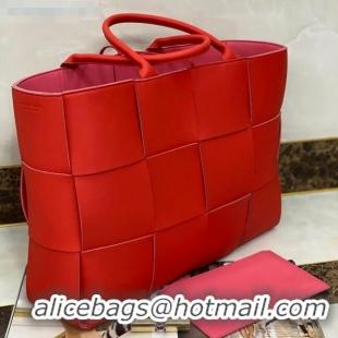 Top Design Bottega Veneta Maxi Arco Tote Bag in Woven Lambskin BV0512 Red 2021