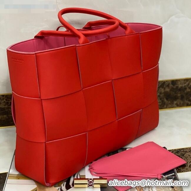 Top Design Bottega Veneta Maxi Arco Tote Bag in Woven Lambskin BV0512 Red 2021