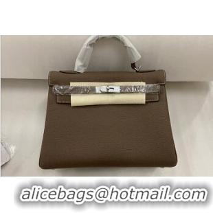 Top Grade Hermes Kelly 32cm In Original Leather K32 Khaki Silver