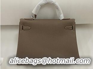 Top Grade Hermes Kelly 32cm In Original Leather K32 Khaki Silver