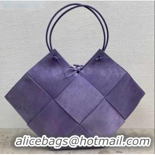 Top Quality Bottega Veneta Tote Bag in Maxi-Woven Suede Lavender BV2653 Purple 2021