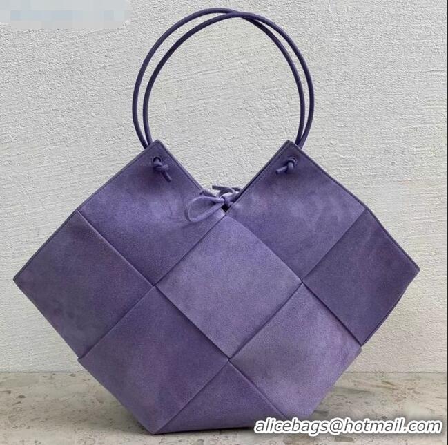 Top Quality Bottega Veneta Tote Bag in Maxi-Woven Suede Lavender BV2653 Purple 2021