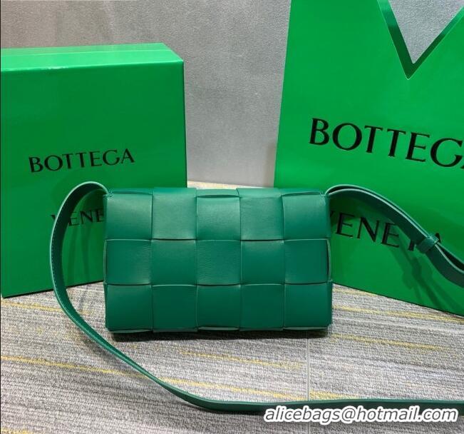 Shop Best Bottega Veneta Cassette Small Crossbody Messenger Bag in Maxi-Woven Lambskin BV2668 Green 2021