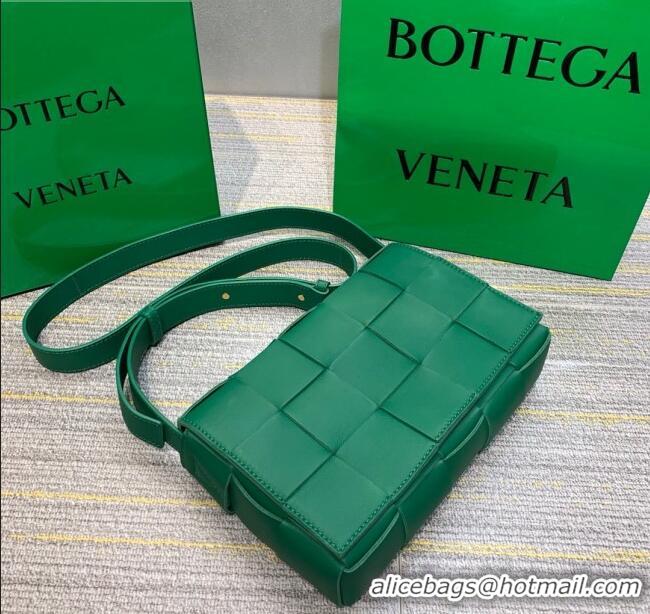 Shop Best Bottega Veneta Cassette Small Crossbody Messenger Bag in Maxi-Woven Lambskin BV2668 Green 2021