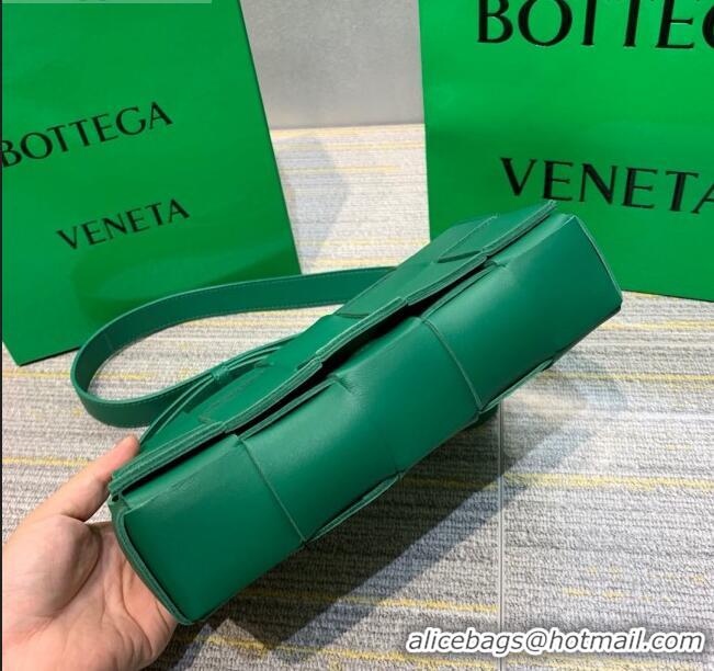 Shop Best Bottega Veneta Cassette Small Crossbody Messenger Bag in Maxi-Woven Lambskin BV2668 Green 2021