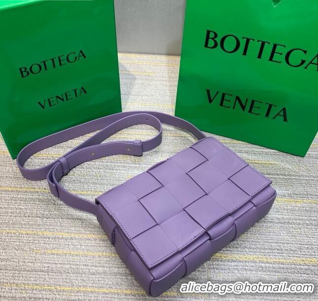 Low Price Bottega Veneta Cassette Small Crossbody Messenger Bag in Maxi-Woven Lambskin BV2668 Purple 2021