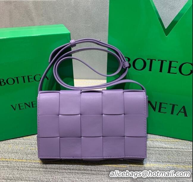 Low Price Bottega Veneta Cassette Small Crossbody Messenger Bag in Maxi-Woven Lambskin BV2668 Purple 2021