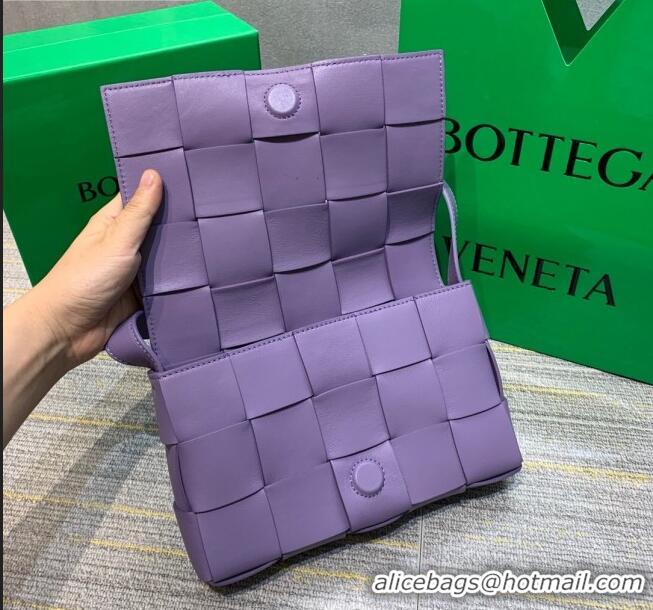 Low Price Bottega Veneta Cassette Small Crossbody Messenger Bag in Maxi-Woven Lambskin BV2668 Purple 2021