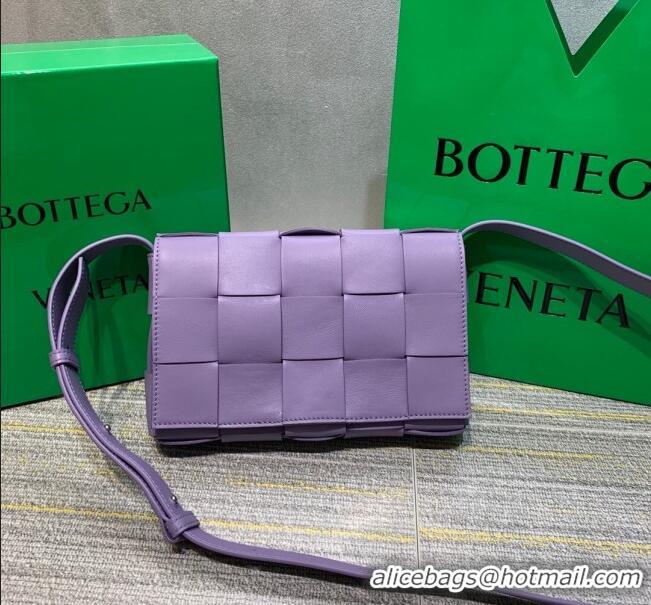 Low Price Bottega Veneta Cassette Small Crossbody Messenger Bag in Maxi-Woven Lambskin BV2668 Purple 2021