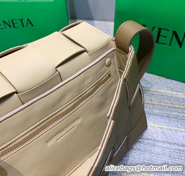 Grade Bottega Veneta Cassette Small Crossbody Messenger Bag in Maxi-Woven Lambskin BV2668 Khaki/Cream White 2021