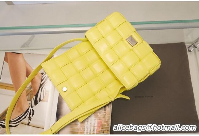 Buy Discount Bottega Veneta Padded Cassette Medium Crossbody Messenger Bag BV2673 Yellow/Silver 2021