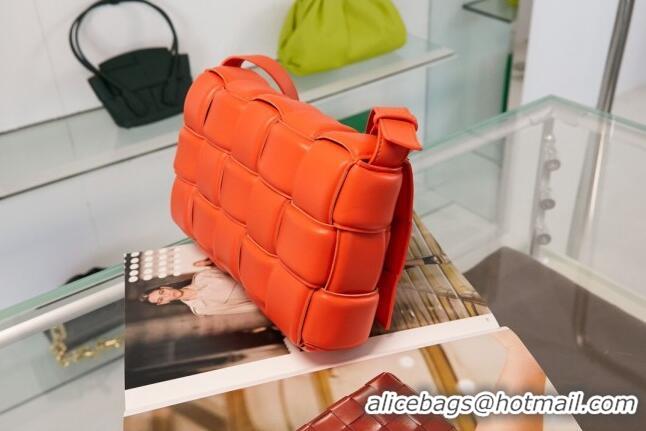 Low Cost Bottega Veneta Padded Cassette Medium Crossbody Messenger Bag BV2673 Orange Red 2021