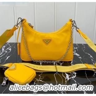 Good Product Prada Re-Edition 2005 Nylon Shoulder Bag 1BH204 Yellow 2020