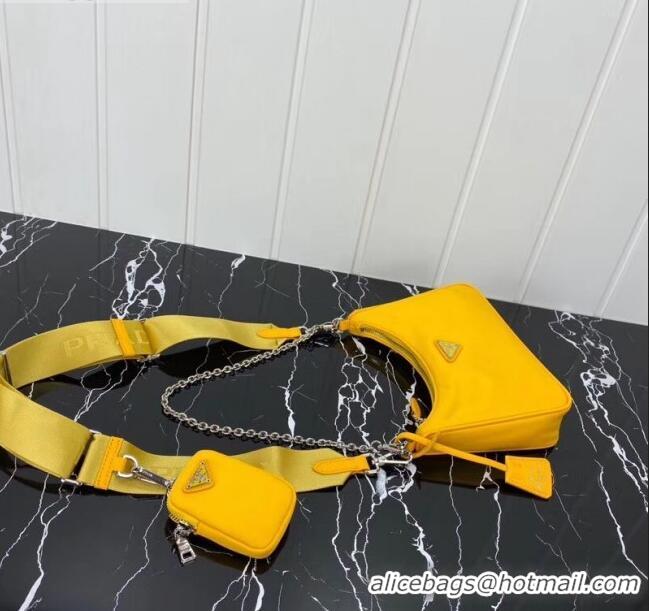 Good Product Prada Re-Edition 2005 Nylon Shoulder Bag 1BH204 Yellow 2020