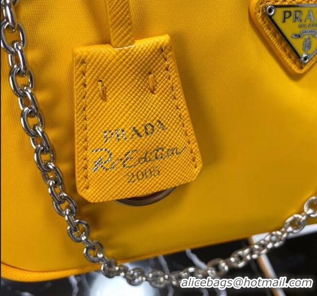 Good Product Prada Re-Edition 2005 Nylon Shoulder Bag 1BH204 Yellow 2020