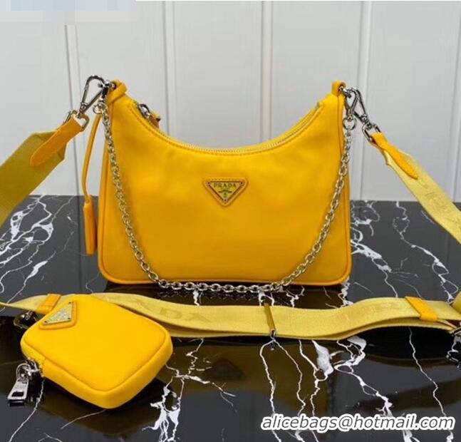 Good Product Prada Re-Edition 2005 Nylon Shoulder Bag 1BH204 Yellow 2020