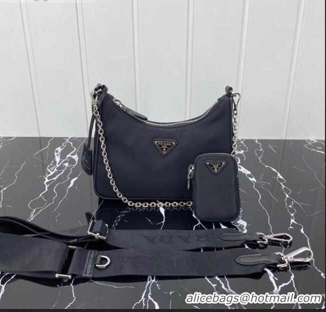 Promotional Prada Re-Edition 2005 Nylon Shoulder Bag 1BH204 Black 2020