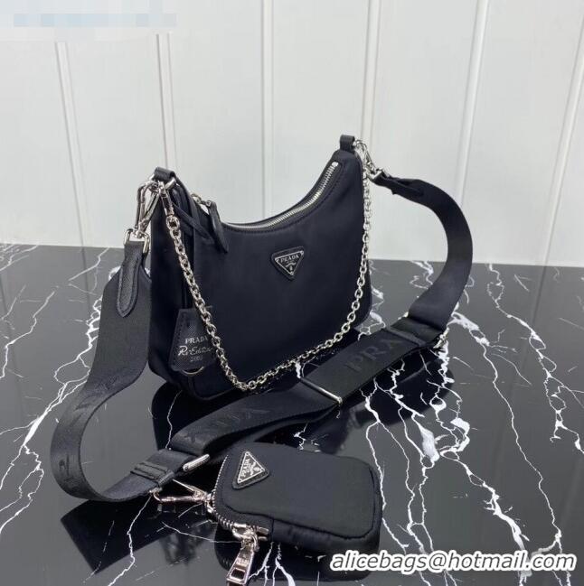 Promotional Prada Re-Edition 2005 Nylon Shoulder Bag 1BH204 Black 2020