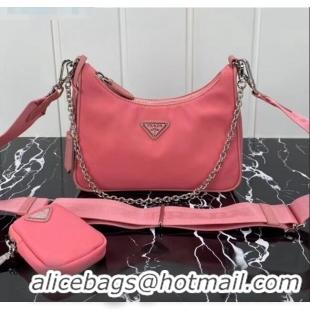 Luxury Classic Prada Re-Edition 2005 Nylon Shoulder Bag 1BH204 Pink 2020