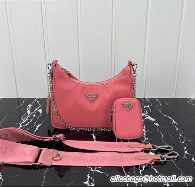 Luxury Classic Prada Re-Edition 2005 Nylon Shoulder Bag 1BH204 Pink 2020