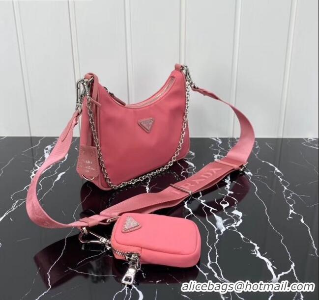 Luxury Classic Prada Re-Edition 2005 Nylon Shoulder Bag 1BH204 Pink 2020