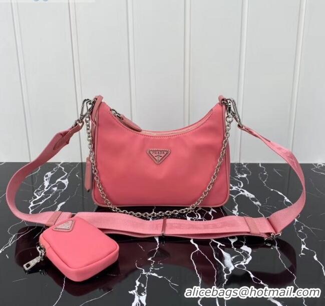 Luxury Classic Prada Re-Edition 2005 Nylon Shoulder Bag 1BH204 Pink 2020