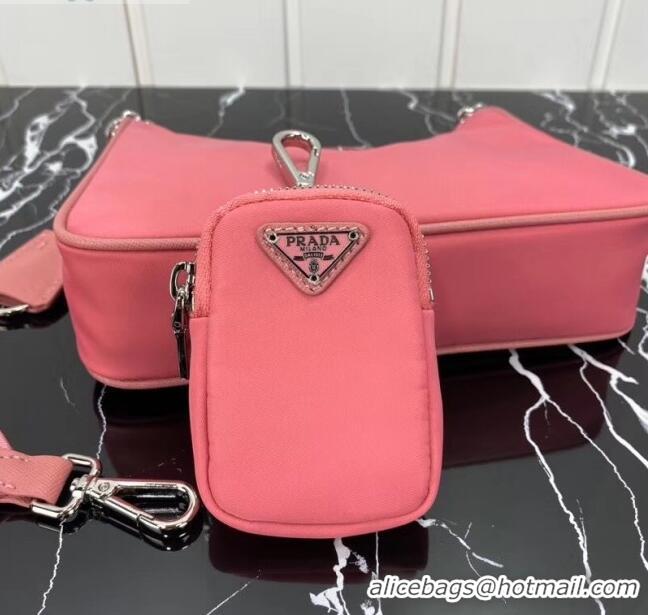 Luxury Classic Prada Re-Edition 2005 Nylon Shoulder Bag 1BH204 Pink 2020