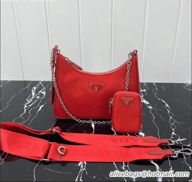 Discount Prada Re-Edition 2005 Nylon Shoulder Bag 1BH204 Red 2020