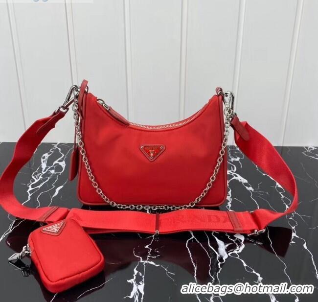 Discount Prada Re-Edition 2005 Nylon Shoulder Bag 1BH204 Red 2020