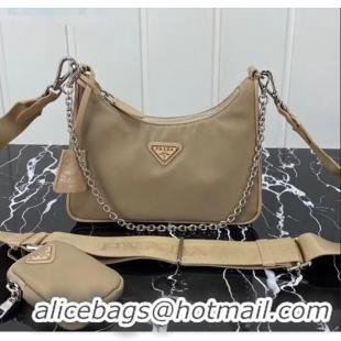 Top Quality Prada Re-Edition 2005 Nylon Shoulder Bag 1BH204 Beige 2020