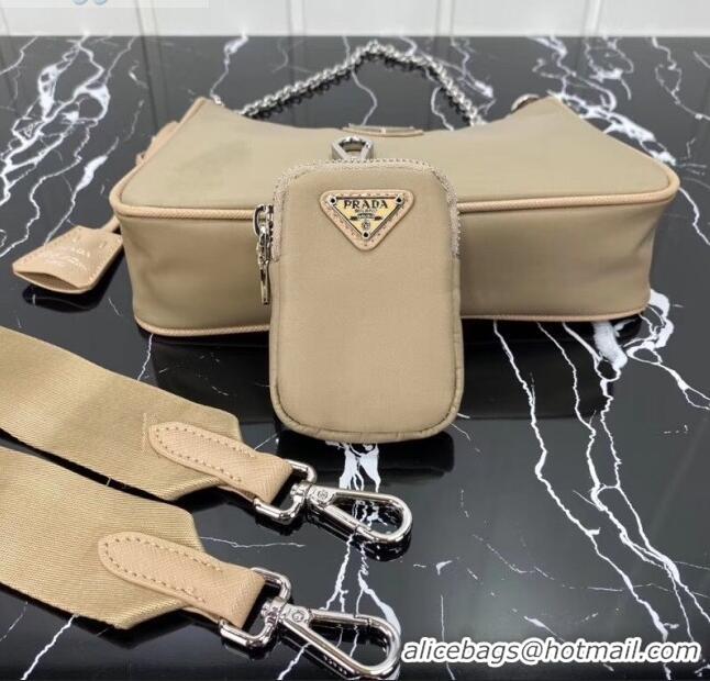 Top Quality Prada Re-Edition 2005 Nylon Shoulder Bag 1BH204 Beige 2020