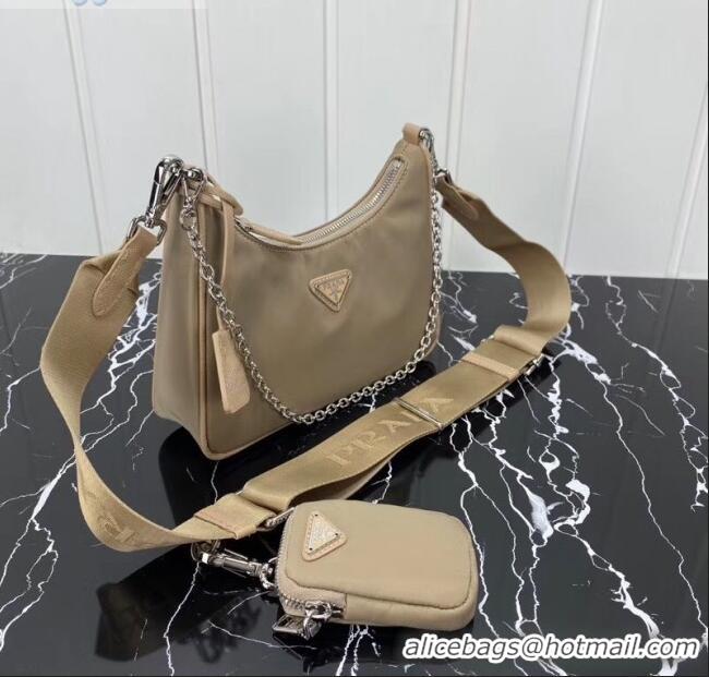 Top Quality Prada Re-Edition 2005 Nylon Shoulder Bag 1BH204 Beige 2020