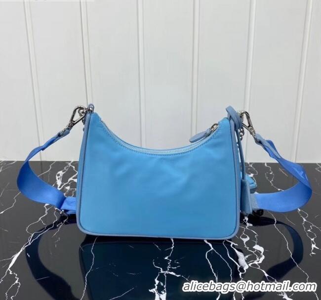 New Product Prada Re-Edition 2005 Nylon Shoulder Bag 1BH204 Blue 2020