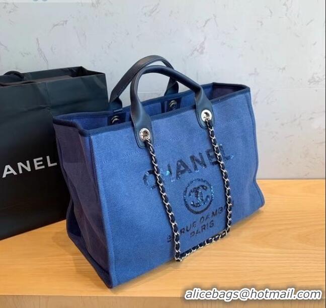 Famous Brand Chanel Deauville Large Shopping Bag A66941 Denim Blue 2021 08